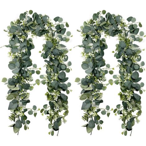 Lot de 2 guirlandes artificielles en Forme d'eucalyptus 180 cm vis (1/5)