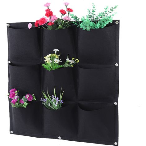 Sac de culture vertical biodégradable à 9 poches pour jardin mural (vert) (1/5)