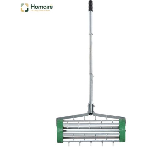 Aérateur de gazon à pointes d'acier durables 425mm large outil roulant pour l'entretien du gazon jardin (1/5)
