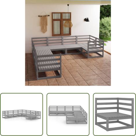 Massivholz - 8-tlg. Garten-Lounge-Set Massivholz Kiefer (1/5)