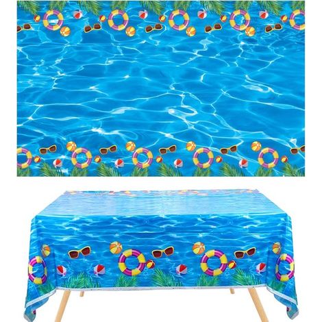 Manteles para fiesta hawaiana Luau,2 piezas,azul,130 x 220 cm,manteles de plástico para fiestas,decoración para fiestas,manteles para cumpleaños (1/5)