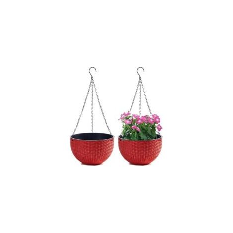 Bardusch - Ensemble de 2 Pots de Fleurs Suspendus avec Chaîne en Acier Inoxydable, Pots de Fleurs Suspendus pour Intérieur et Extérieur  S (6,5 pouces)