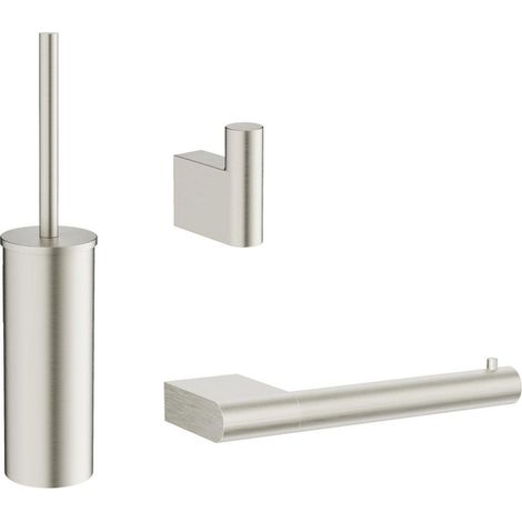 Crosswater MPRO Ensemble accessoires wc - brosse toilette et support - crochet serviette - porte papier - Inox brossé (1/4)