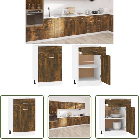 Küchenstauraum - Unterschrank mit Schublade Lyon Räuchereiche 50x46x81,5 cm (1/5)