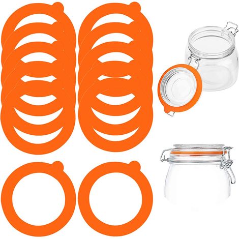Lot de 12 Joints D'éTanchéIté de Rechange en orange Silicone Pour Bocaux Mason 69 X 94 mm
