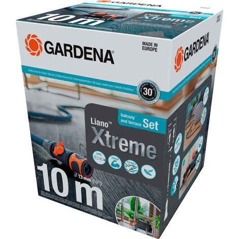 GARDENA Kit tuyau Liano™Xtreme Indoor 10m. Kit prêt à l'emploi. Tuyau d'arrosage. Léger et très résistant. 13 mm. Pression de rupture 35 bar. Tuyau textile. (18490-20)
