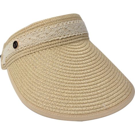 Visière pare-soleil beige pour la plage avec large visière de protection taille unique - PANGIVO (1/2)