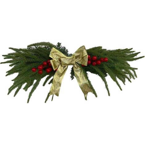 Couronne De Noël pour Porte Feuillage De Pin Artificiel Couronne D'Hiver Pour Porte Décorations De Noël Pour Miroir Mur Cheminée Chambre Cuisine Bureau École Fête Décorations De (1/5)