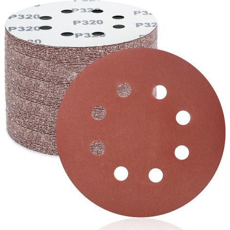 50 Sanding Discs, 125 mm, 8 Holes, For Random Orbital Sanders, 320 Grit, Polishing Work (1/5)