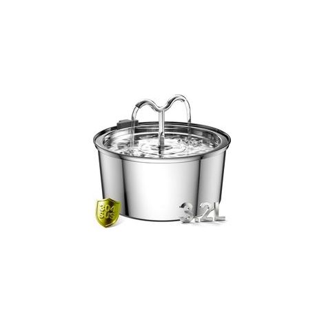 Fontaine a Eau Chat 3.2L, Fontaine à Eau Chat INOX avec Pompe Ultra-Silencieuse, Distributeur Fontaine a Eau pour Chien, 1 Filtre & 1 Éponge Inclus (1/4)