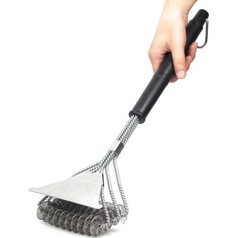 Brosse de gril en acier inoxydable sans soies, grattoir pour barbecue à gaz, charbon, infrarouge, porcelaine et acier, accessoire de cuisson. (1/5)
