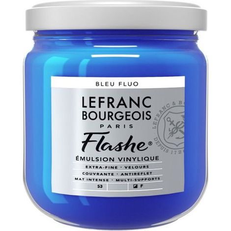 Peinture vinylique - Flashe - Bleu fluo - 083 - Lefranc Bourgeois - 400ml