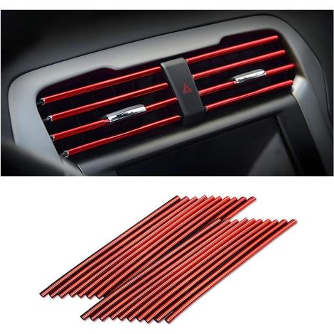 Bande Décorative Pour Sortie D'Aération Automobile - PVC Souple Étanche - Compatible Avec Grilles Droites - 20 Pièces (1/5)