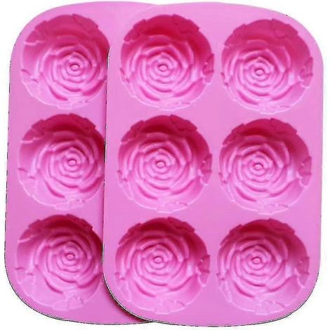 Ensemble de 2 grands moules à glaçons en forme de rose, moules à chocolat et savon en silicone pour fêtes