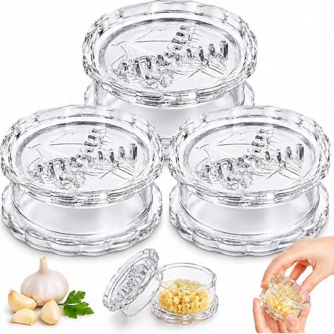 Hachoir à ail manuel Garlic Twister (2 pièces), outil manuel transparent pour hacher l'ail et le gingembre, broyeur d'ail, moulin à ail (1/4)