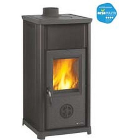 1PZ STUFA A LEGNA TEA 6,6 KW NERA - misure cm.41,4x41,9x83,2h. peso Kg.77