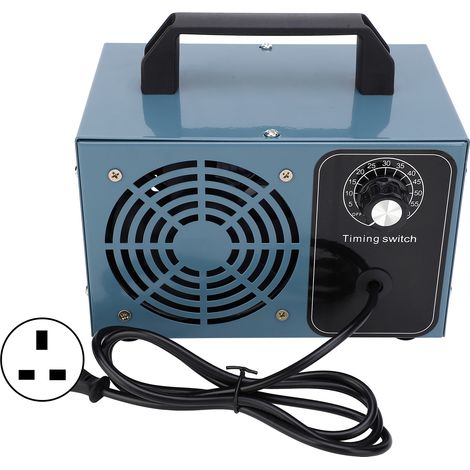 Générateur d'ozone portable 10g/h mince bleu avec minuterie 220V prise UK pour purification d'air intérieur domestique