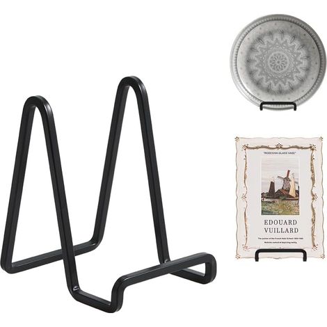 Support d’assiette, présentoir de chevalet – chevalet en métal de 4,5 pouces pour présentation d’assiettes – présentoir de photo sur table – chevalets en fer noir pour présentation de photos cadres p (1/4)
