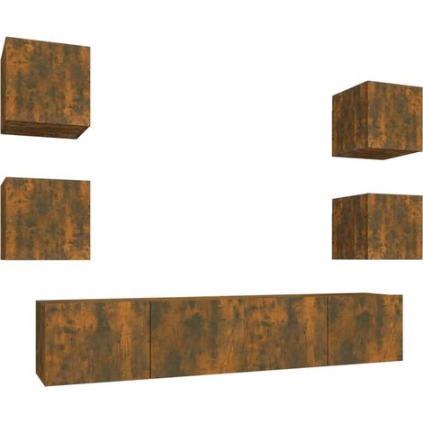 Maison Exclusive - 6-tlg. TV-Schrank-Set Räuchereiche Holzwerksto (1/5)