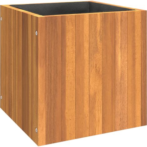 Macetero bancal elevado plantas flores terraza jardín 35 x 35 x 35 cm madera maciza de acacia marrón 020037509