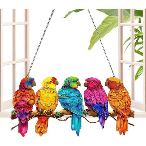 Ornement coloré pour perroquet, décoration en acrylique, décoration d'arbre de Noël, décoration de jardin colorée pour perroquet, décoration d'intérieur et d'extérieur, art plat en acrylique po (1/5)