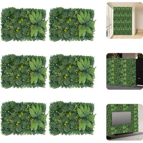 Künstliche Hecke, Wandpaneele, Kunstgrün, Wanddekoration, künstliche Hecke, Formschnitt, Sichtschutz und Paneele (6er-Pack)