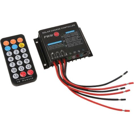 Régulateur de charge solaire étanche IP68 12 V/24 V 10 A pour batteries Li-ion et plomb-acide avec télécommande infrarouge (1/5)