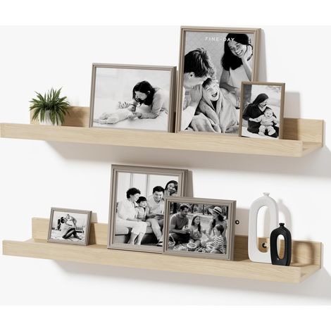 Étagère Murale Flottante en Bois – Tablette Décorative pour Photos, Livres et Objets, Idéale pour Salon, Chambre, Cuisine, Moderne et Pratique, Noir, 40 cm (1/5)