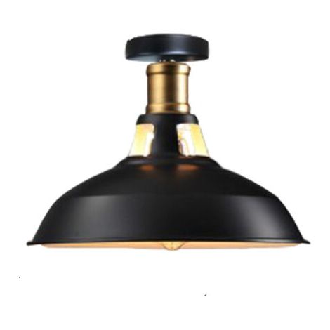 royaluxe- Lampe De Plafond Rétro Plafonnier En Fer Métallique Luminaire Plafonnier D'Intérieur Vintage E27 Pour Chambre À Coucher, Restaurant (Noir) (1/5)