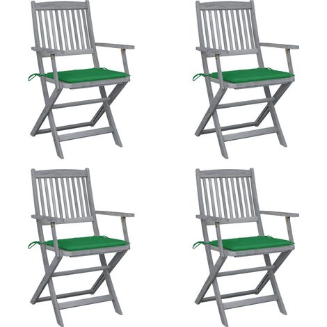 Chaises pliables d'extérieur 4 pcs avec coussins Bois d'acacia 2 (1/5)