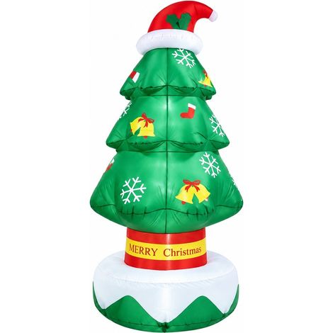 Sapin de Noël gonflable avec bonnet de Père Noël et guirlandes lumineuses LED, décoration extérieure pour jardin conforme à la réglementation australienne (1/2)