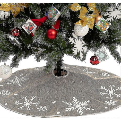 Jupe de sapin de Noël avec flocons de neige, 91 cm (36 pouces), décoration rustique pour les fêtes de fin d'année à la maison. (1/4)