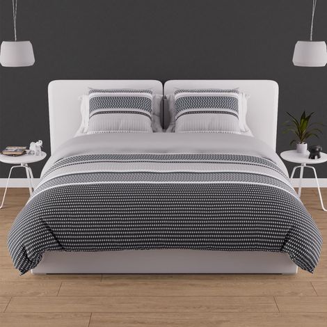 Soleil D Ocre – Parure de lit housse de couette 240x220 cm – 100% coton 57 fils/cm2 – 2 taies d'oreiller 63x63 cm – Gris