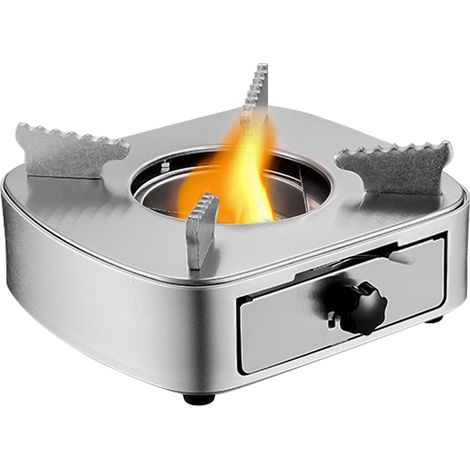 Mini réchaud à alcool en acier inoxydable, puissance de feu réglable, coupe-vent, style tiroir, pour barbecue, potée, cuisine en plein air, Argent (1/5)