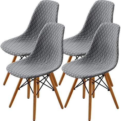 Kindfiber OÜ-Housse de Chaise Scandinave, Amovible Lavables, Chaise de Salle à Manger Protege Chaise Décor de Manger, Cuisine(Gris Clair,4 Pieces) (1/5)