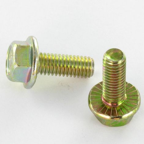 Vis métaux Tête hexagonale TH M6X8 Embase collerette crantée Classe 8.8 Bichromaté-100 pièces