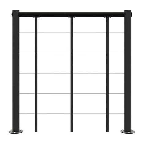 Ringhiera per scala dritta - Nero - Acciaio termolaccato - Lunghezza 1m - Corrimano in PVC - RE-I-SLM-PVC-N