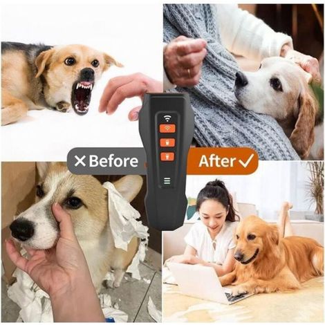 Dispositif anti-aboiements pour chiens - Dressage ultrasonique rechargeable 3 en 1 - Gris (1/4)