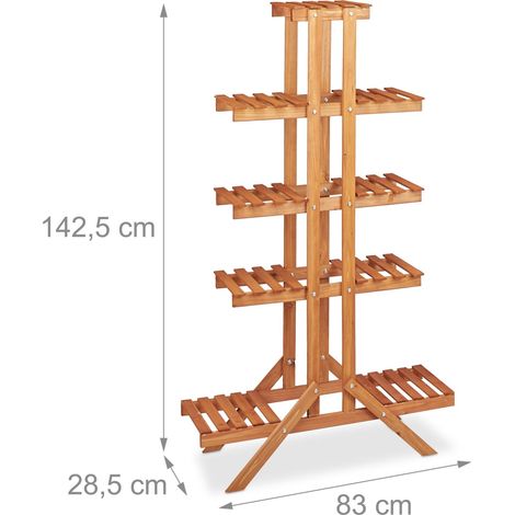 Scaffale per fiori a scala 142,5 x 83 x 28,5 cm 5 livelli fascino naturale stile rustico in legno marrone 130005241
