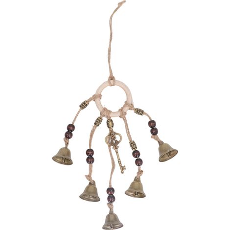 Witch Bell for Door Knob Home Protection Wooden Ring Decoration Stress Relieve Antique Hanging Wind Chimes Witchcraft Bell (1/5)