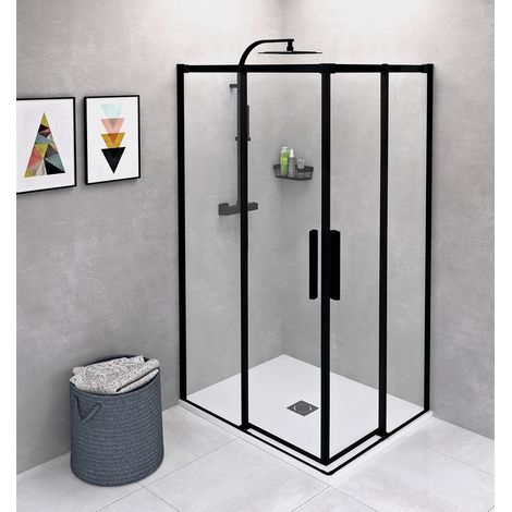 Polysan Altis - Cabine de douche 100x80 cm, version G/D, Antidrop, verre transparent/noir mat AL1512BAL1582B (1/5)