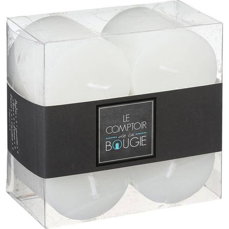 Juego de 4 velas votivas blancas rústicas D 4,5