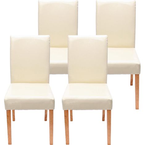 Lot de 4 chaises de séjour Littau, simili-cuir, crème, pieds clairs (1/2)