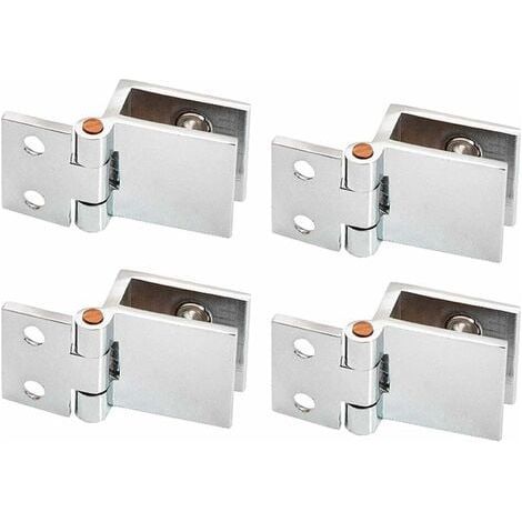 Aiperq Charnière en Verre en Alliage,4 Pcs Clip de Porte en Verre Charnière pour Porte en Verre 0 Degrés, Sans Perçage de Verre à Charnière pour Porte en Verre de Meuble de Cuisine Vitrine(Verre de 5- (1/4)