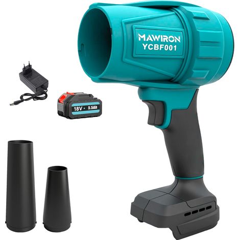 Souffleur de feuilles sans fil, nettoyeur de poussière portable, souffleur à main avec batterie de 5,5 Ah, 180 000 tr/min, souffleur d'air à vitesse réglable pour le séchage et le nettoyage des terras (1/5)