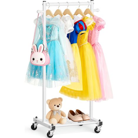 Porte-vêtements pour enfants pour petit espace de rangement avec étagère, porte-vêtements court pour bébé pour accrocher des vêtements et des costumes de danse, petit porte-vêtements (1/5)