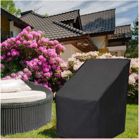 Kaelt - Housse Chaise Jardin pour 6 Chaises Empilables Imperméable Anti-UV Housse Chaise Jardin Exterieur en Tissu Oxford 210D 757590/120cmNoir (1/5)
