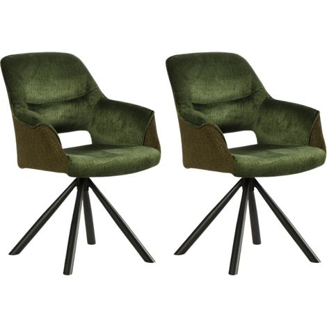 Lot de 2 chaises tournantes avec accoudoirs verte Casita CHILKO (1/2)