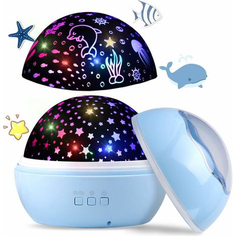 Starry Sky LED Projector, Baby Night Light, Ocean World 2 in 1 Projection Lamp with USB Cable (Blue) (1/5)