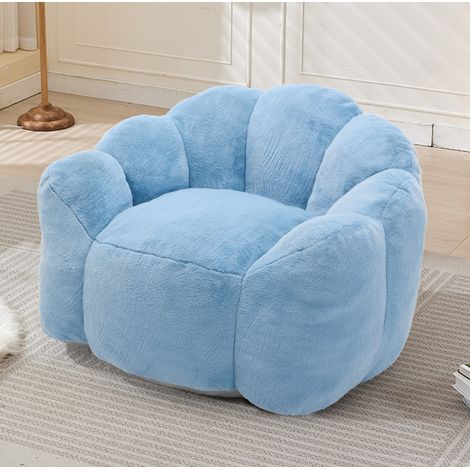 Relaxsessel Lotus 110 x 110 x 68 cm aus blauem Plüschstoff, ohne Montage – MEUBLIV (1/5)